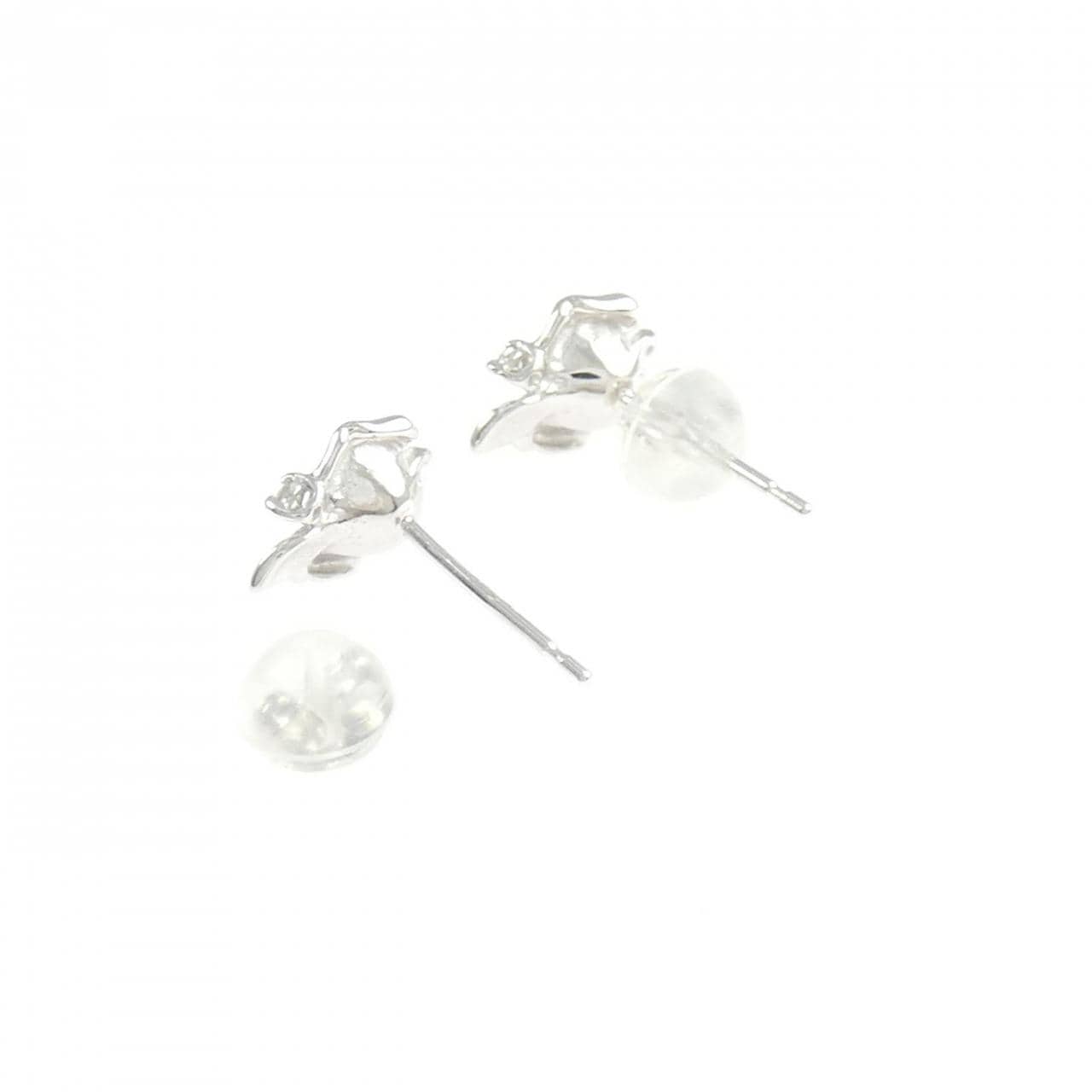 K18WG ローズ ダイヤモンド ピアス 0.02CT