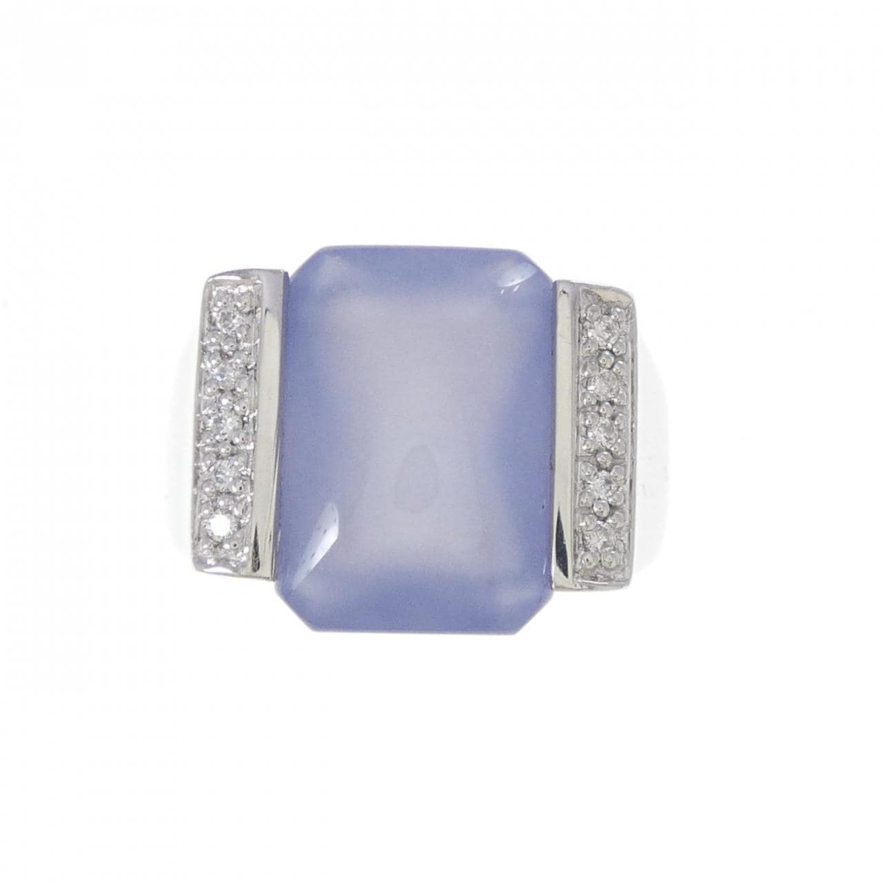 K18WG カルセドニー リング 7.04CT