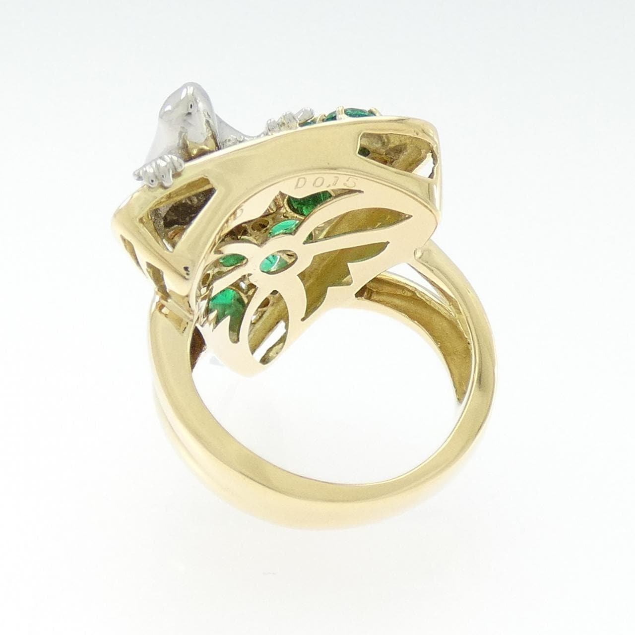 K18YG/PT900 Frog Emerald Ring 1.46CT