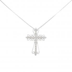 K18WG クロス ダイヤモンド ネックレス 0.15CT