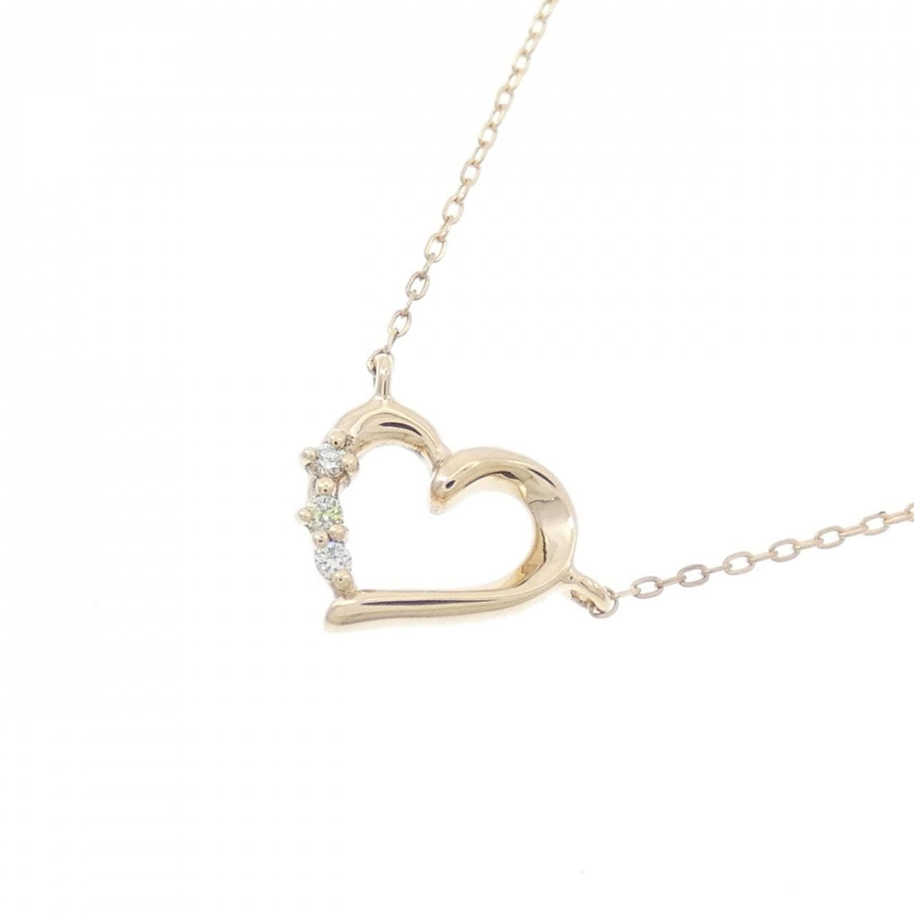 K10YG ハート ダイヤモンド ネックレス