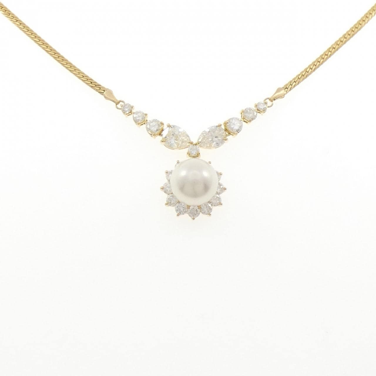 K18YG 白蝶パール ネックレス 10.4mm