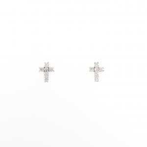 K10PG クロス ダイヤモンド ピアス 0.12CT