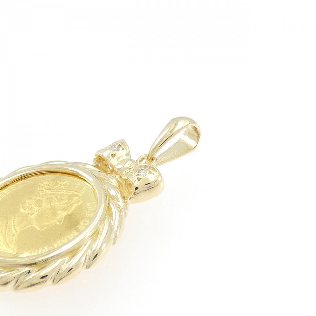 K18YG(枠) ダイヤモンド コイン ペンダント 0.02CT