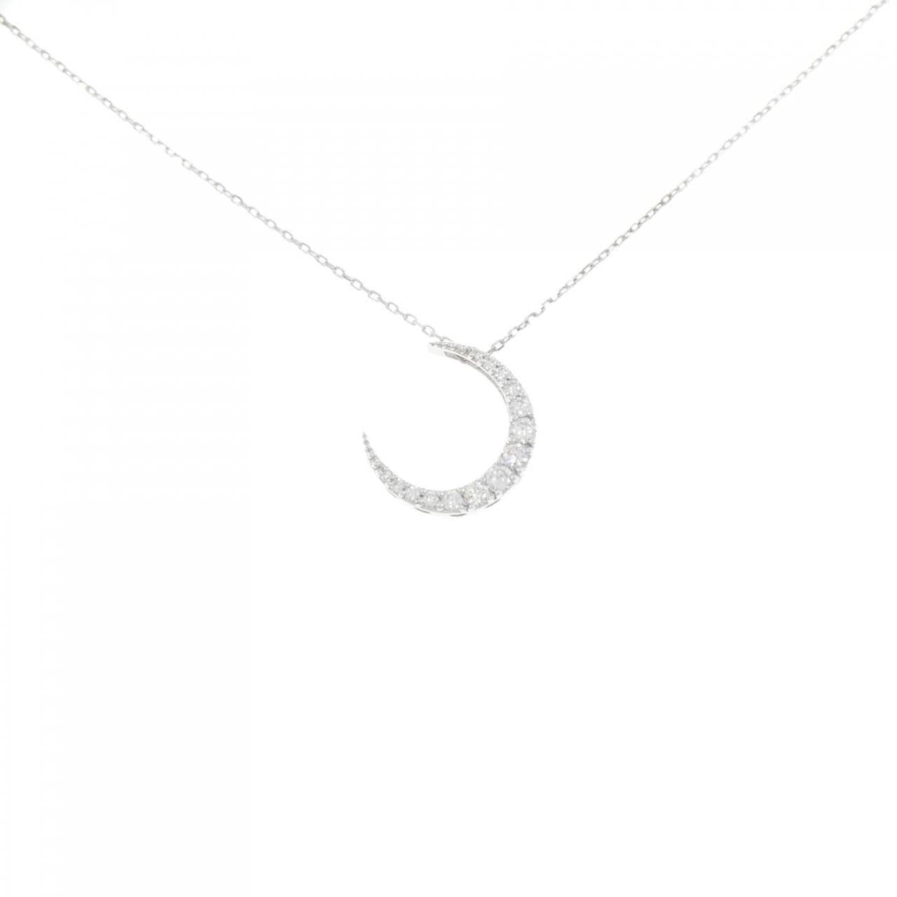 K18WG ムーン ダイヤモンド ネックレス 0.55CT