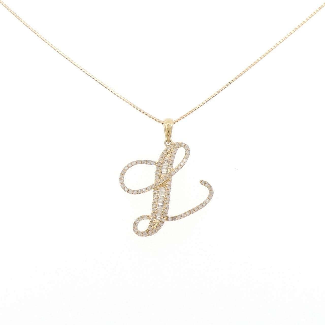 K18YG イニシャルL ダイヤモンド ネックレス 0.50CT