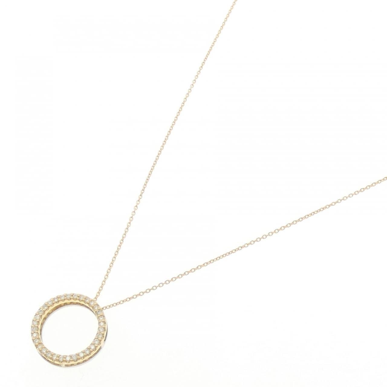 K18YG/PT900 ダイヤモンド ネックレス 0.19CT