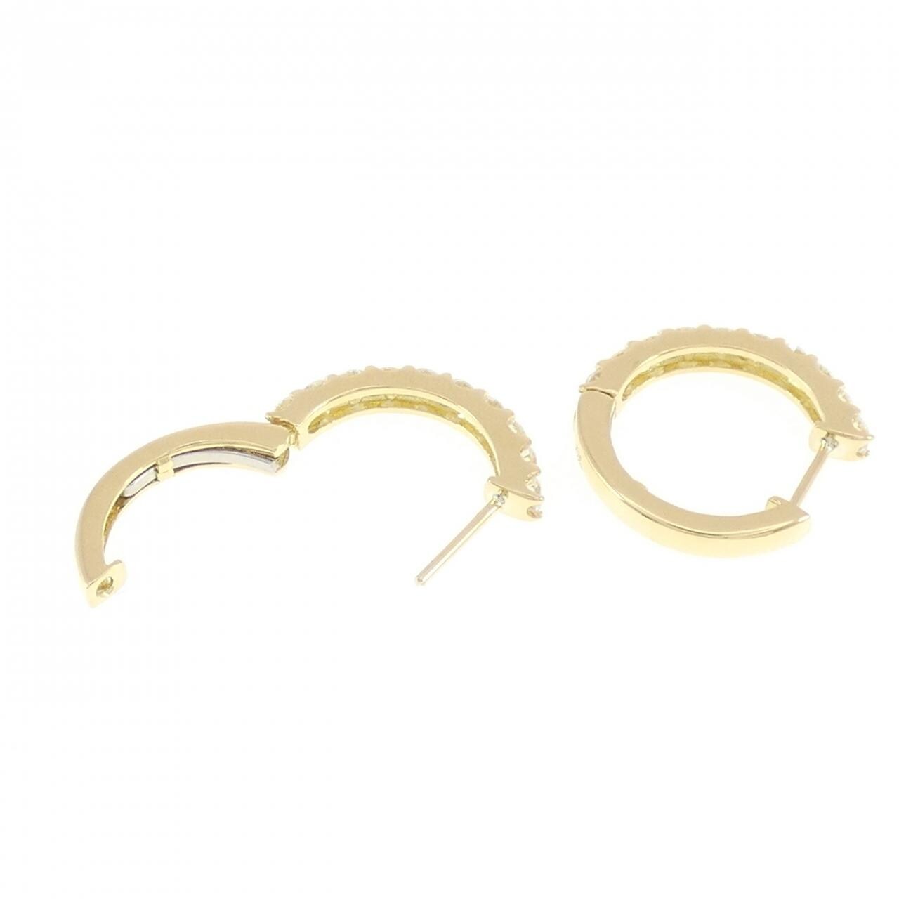 [新品] K18YG 环状钻石耳环 1.006 克拉