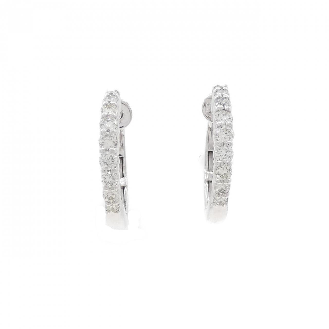 K18WG フープ ダイヤモンド ピアス 0.50CT