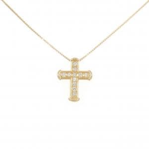 K18YG クロス ダイヤモンド ネックレス 0.15CT
