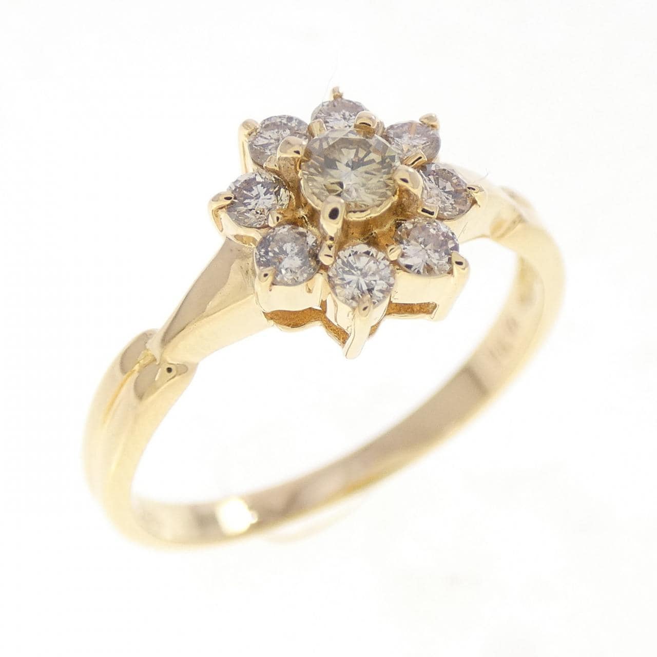 K18YG フラワー ダイヤモンド リング 0.31CT