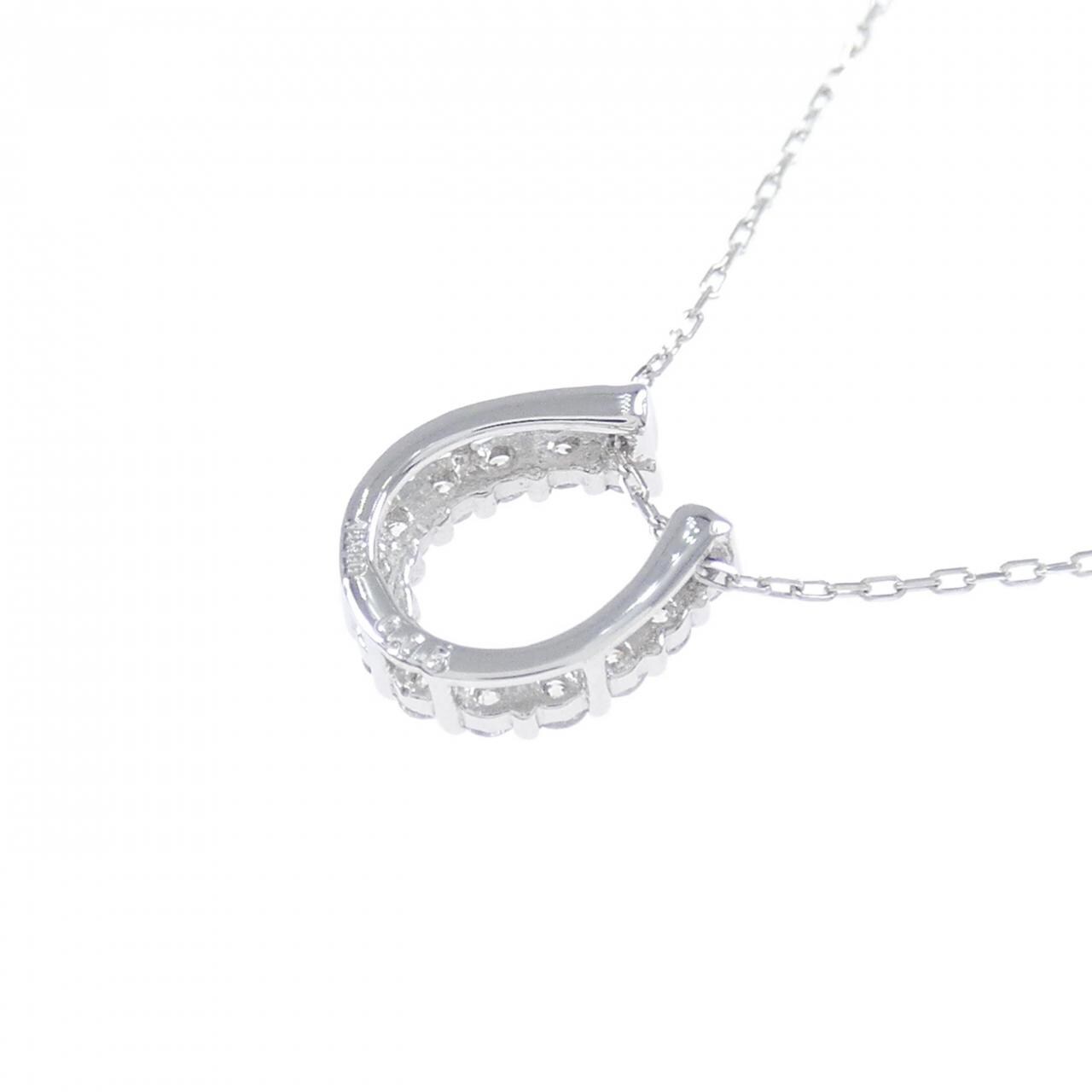 【新品】PT900/PT850 ホースシュー ダイヤモンド ネックレス 0.15CT