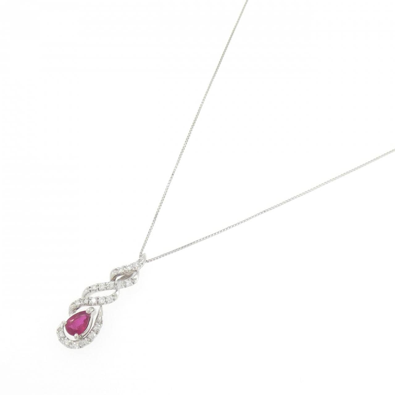 PT900/PT850 ルビー ネックレス 0.48CT