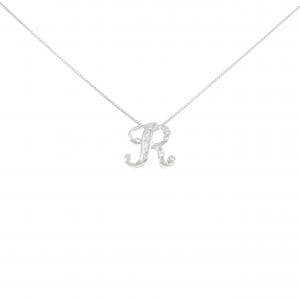 PT950/PT850 イニシャルR ダイヤモンド ネックレス 0.10CT