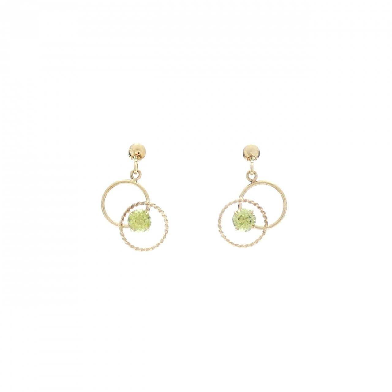 K18YG ペリドット ピアス