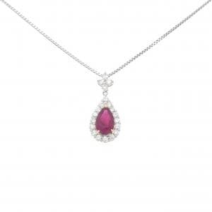 PT900/K18YG/PT850 ルビー ネックレス 2.238CT ビルマ産