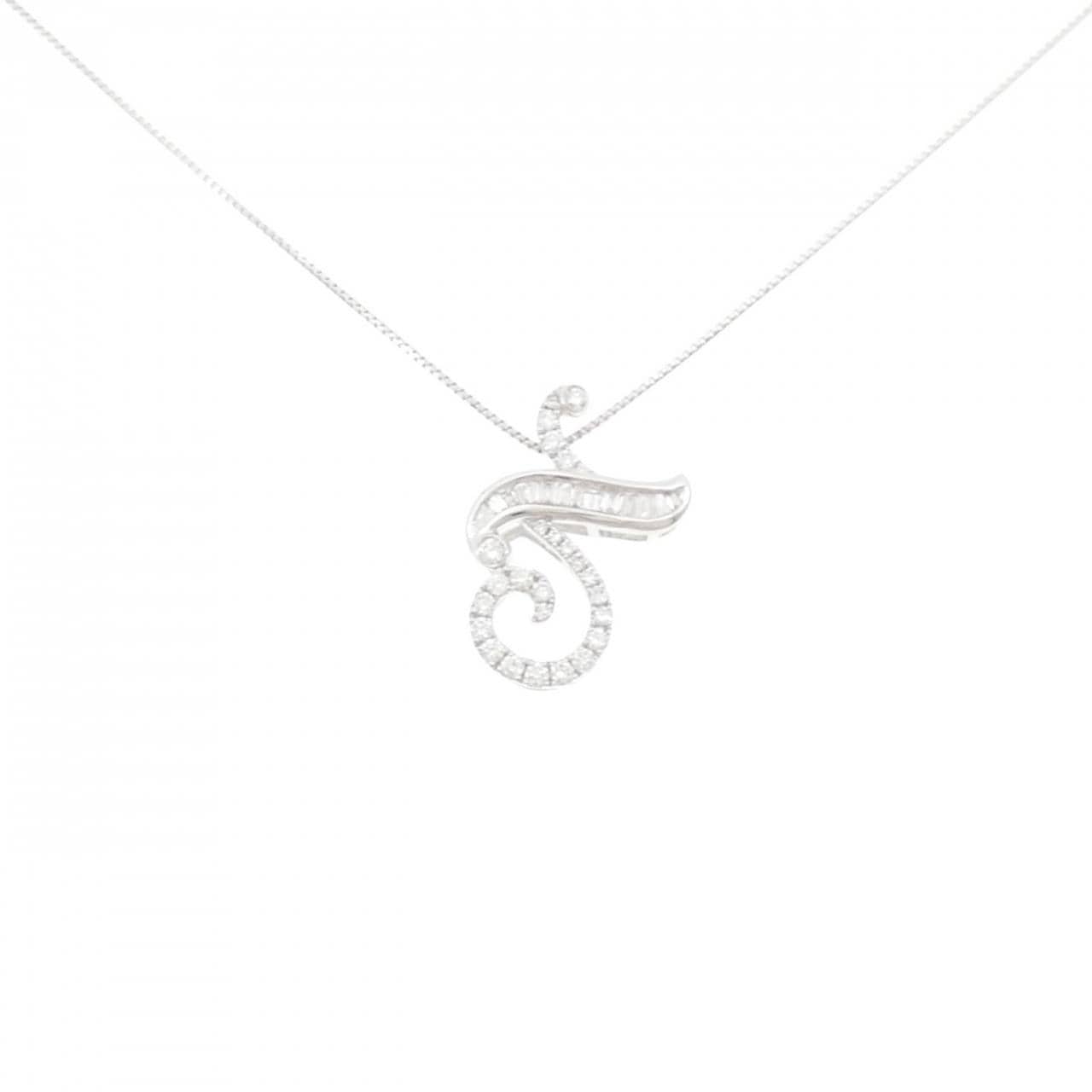 K18WG イニシャルN ダイヤモンド ネックレス 0.30CT
