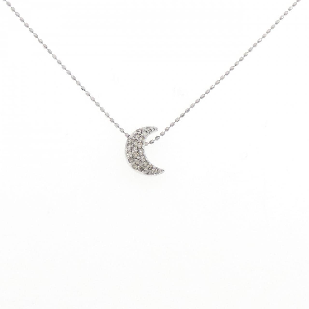 K10WG ムーン ダイヤモンド ネックレス 0.12CT