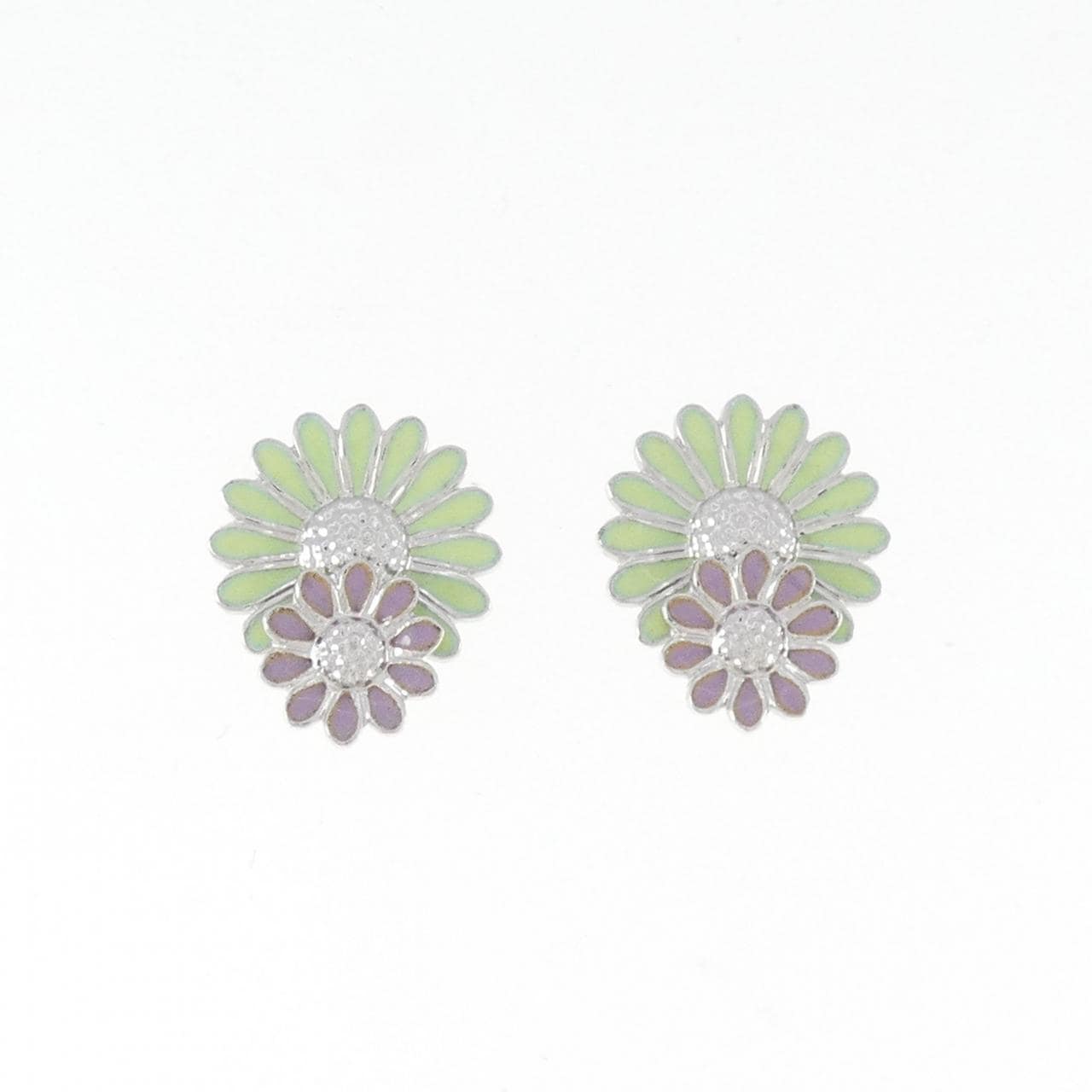 Georg Jensen Flower Enamel Earrings