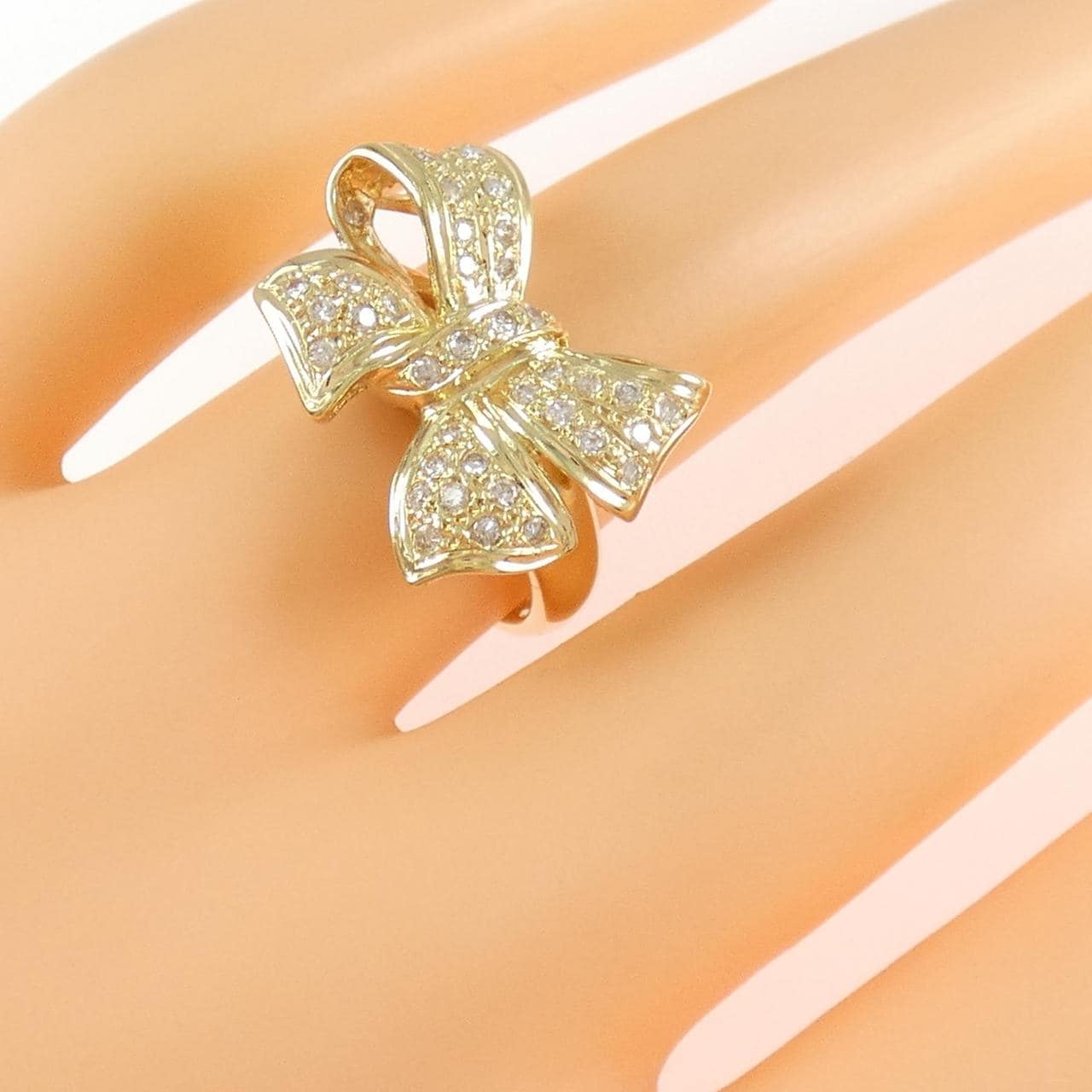 K18YG リボン ダイヤモンド リング 0.30CT