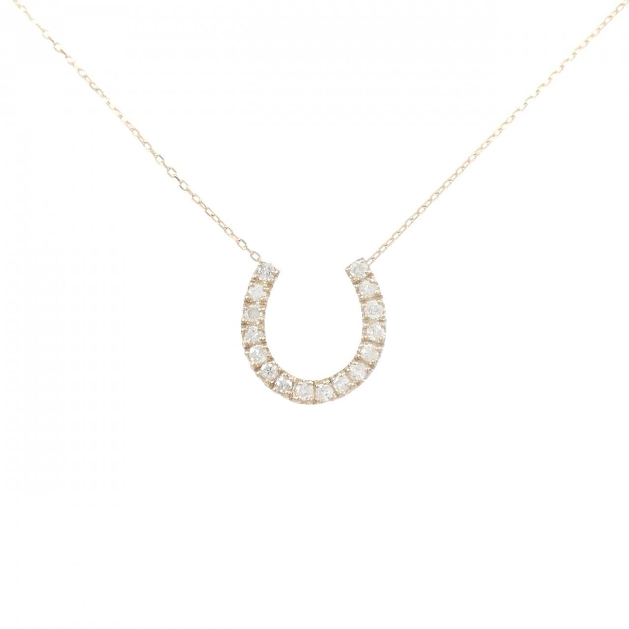 K18PG ホースシュー ダイヤモンド ネックレス 0.20CT