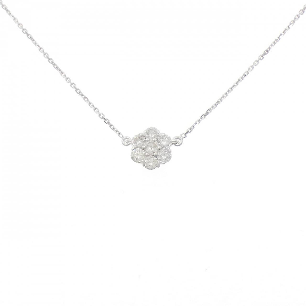 K18WG フラワー ダイヤモンド ネックレス 0.50CT