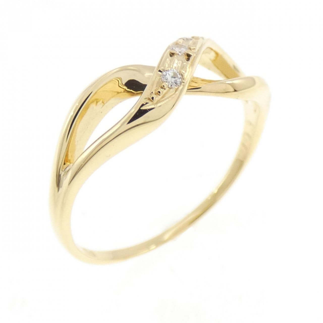 K18YG スリーストーン ダイヤモンド リング 0.03CT