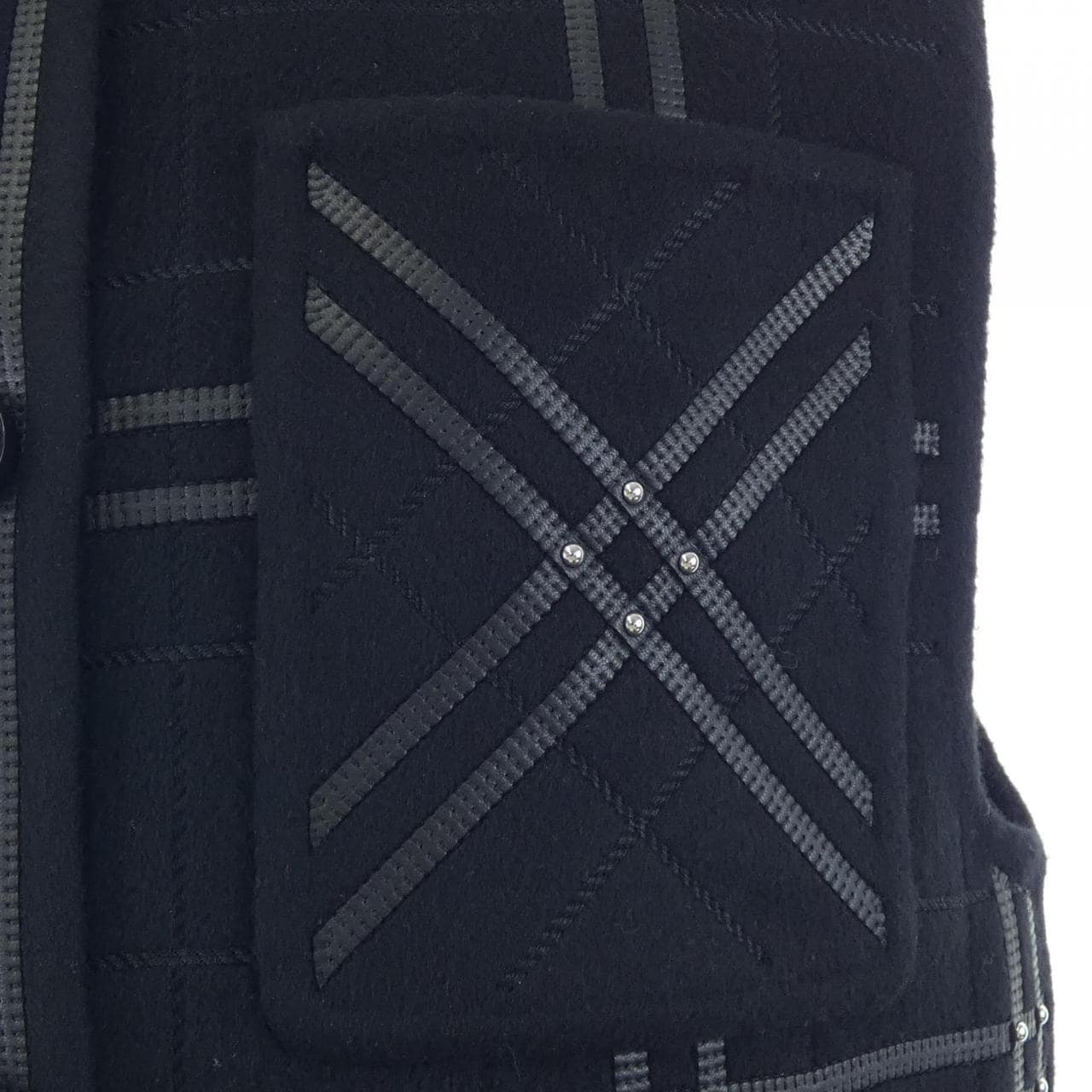 エルメス HERMES ショートジレ 刺繍入り レザーディテール 6E0244DA ベスト