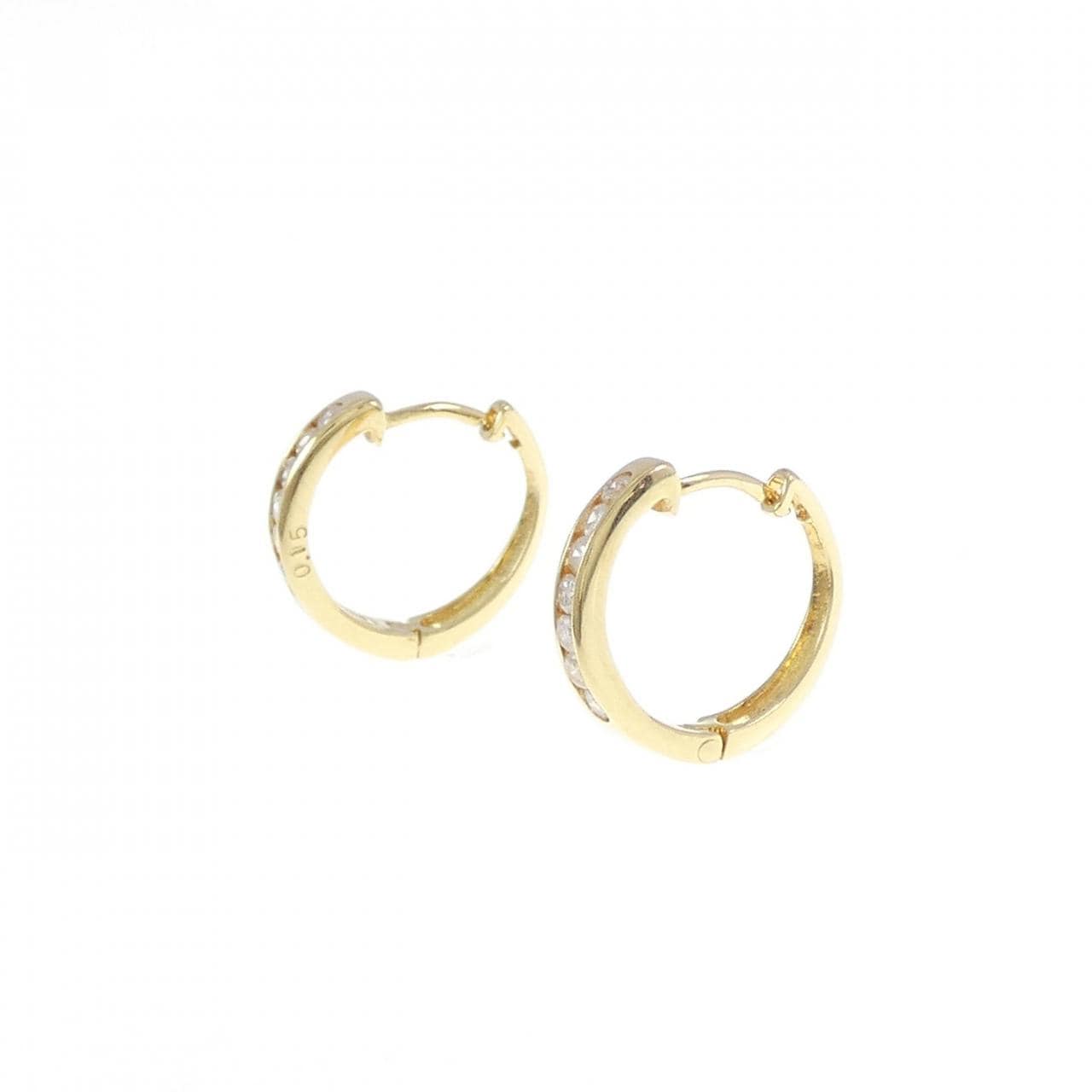 K18YG hoop Diamond earrings 0.30CT
