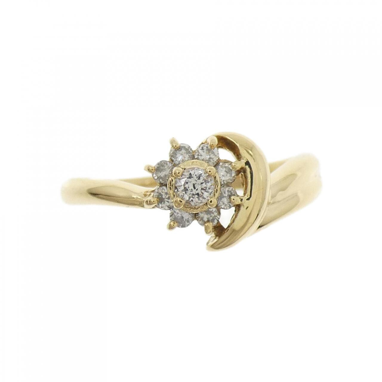 K18YG フラワー ダイヤモンド リング 0.18CT