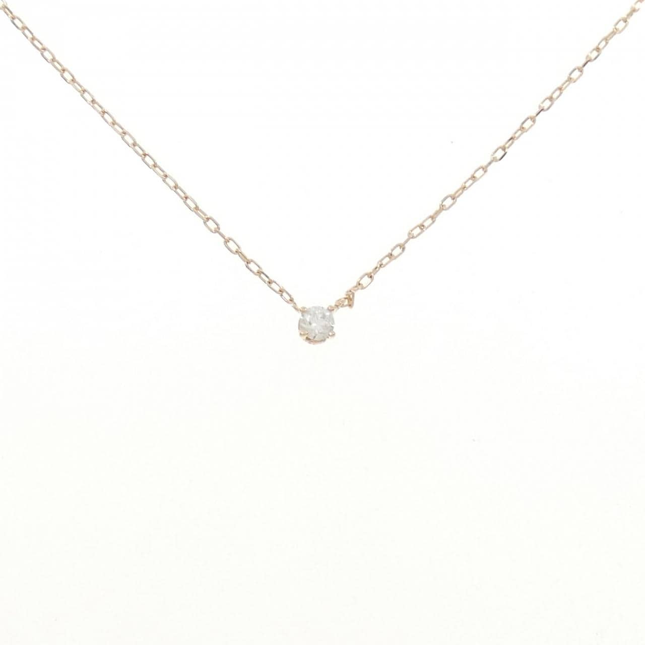 K10PG ソリティア ダイヤモンド ネックレス 0.10CT