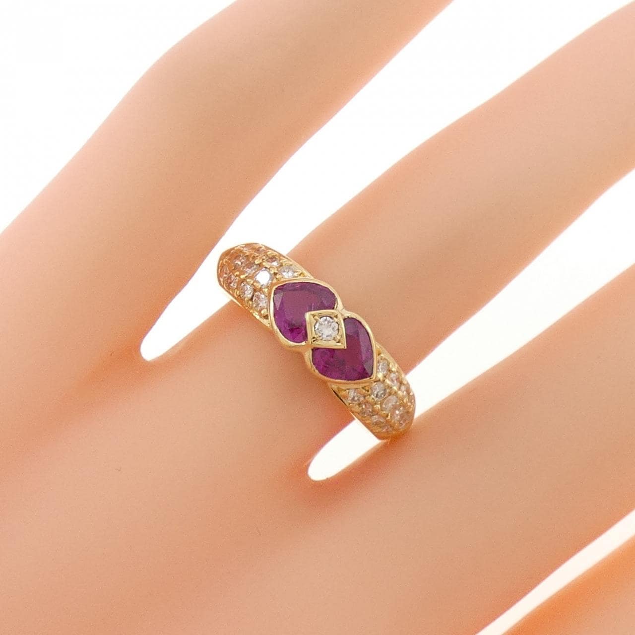 K18YG ハート ルビー リング 1.21CT