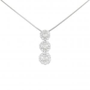 K18WG/PT Diamond necklace 1.00CT