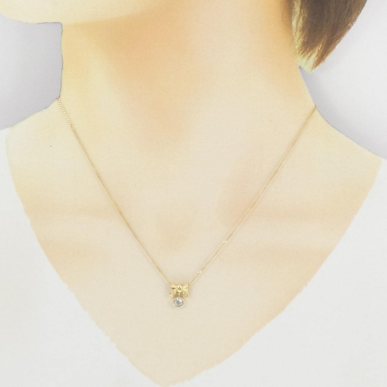 K18YG 丝带钻石项链 0.22CT