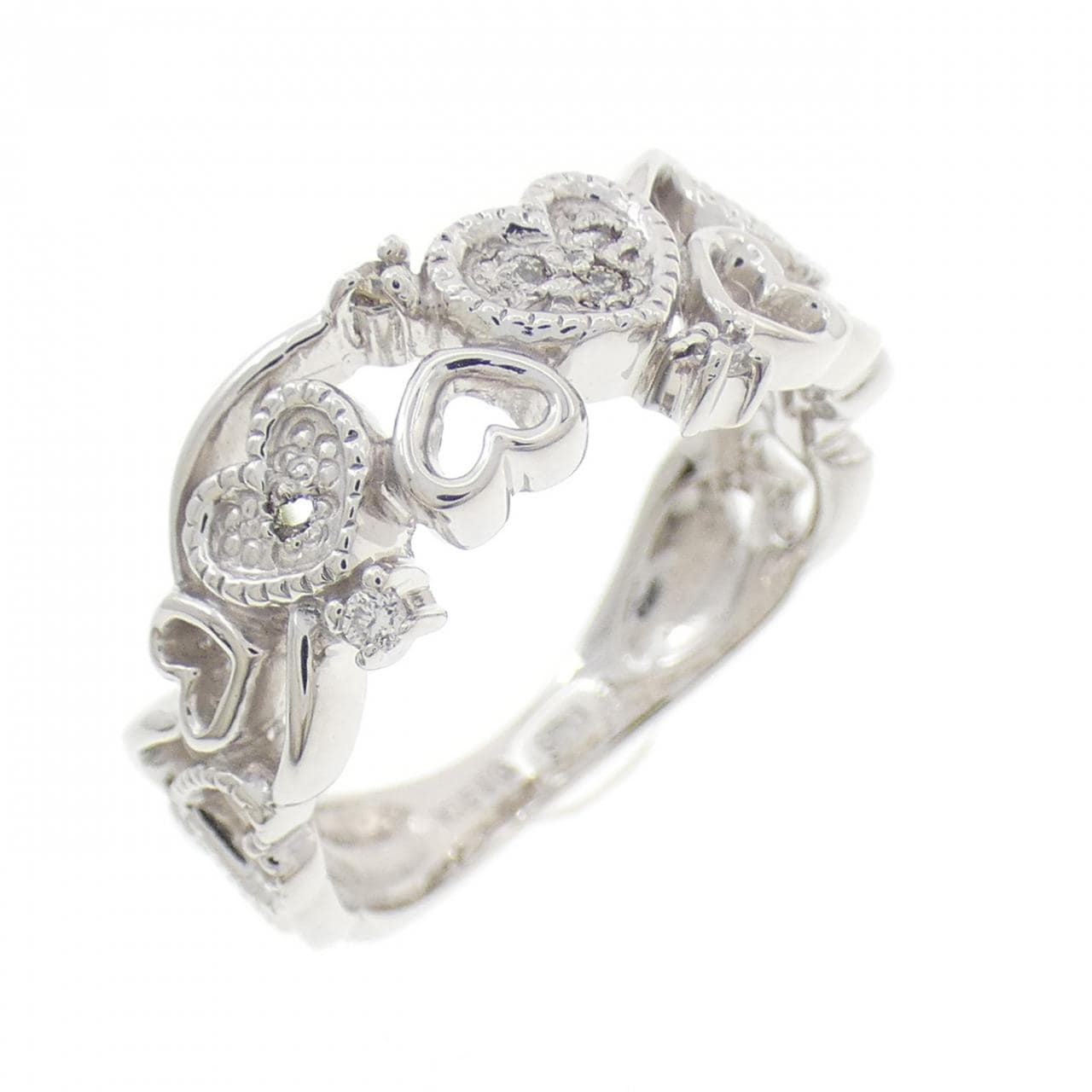 K18WG ハート ダイヤモンド リング 0.08CT