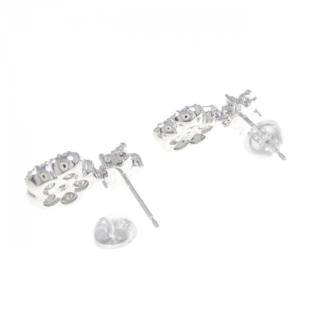 K18WG Star x Flower Diamond Earrings 1.40CT