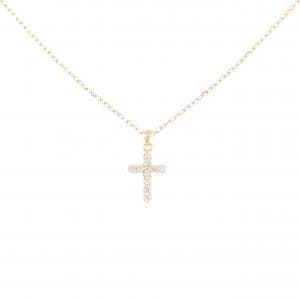 K18YG クロス ダイヤモンド ネックレス 0.1CT
