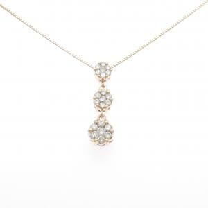 K18PG フラワー ダイヤモンド ネックレス 1.00CT