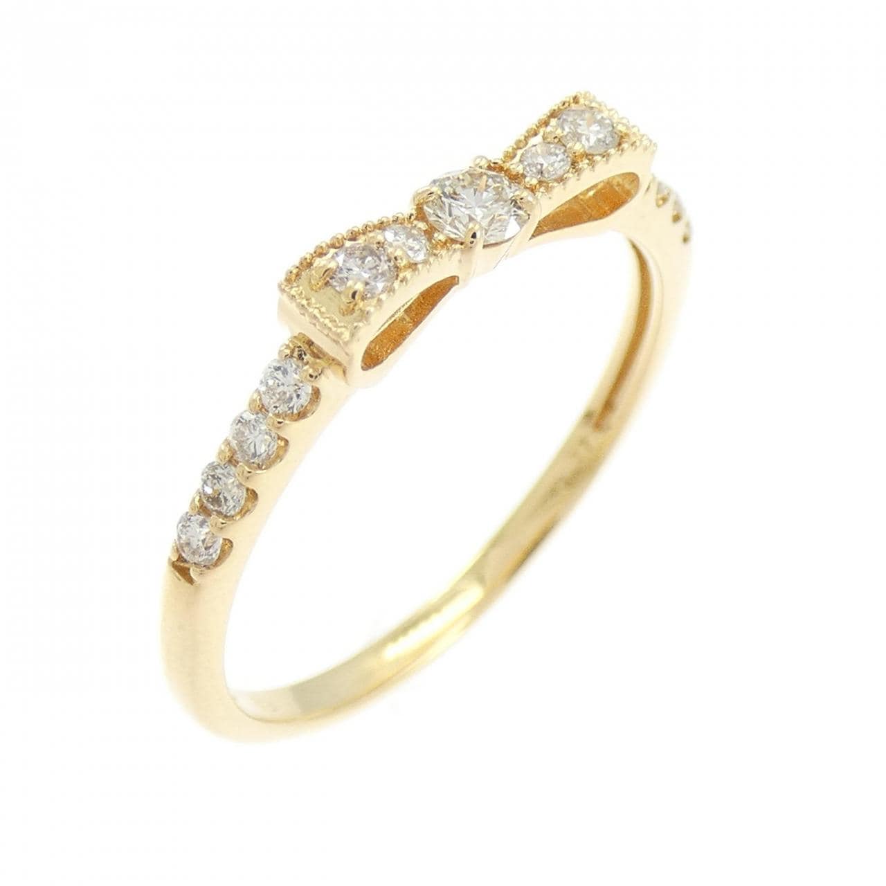 K18YG リボン ダイヤモンド リング 0.17CT