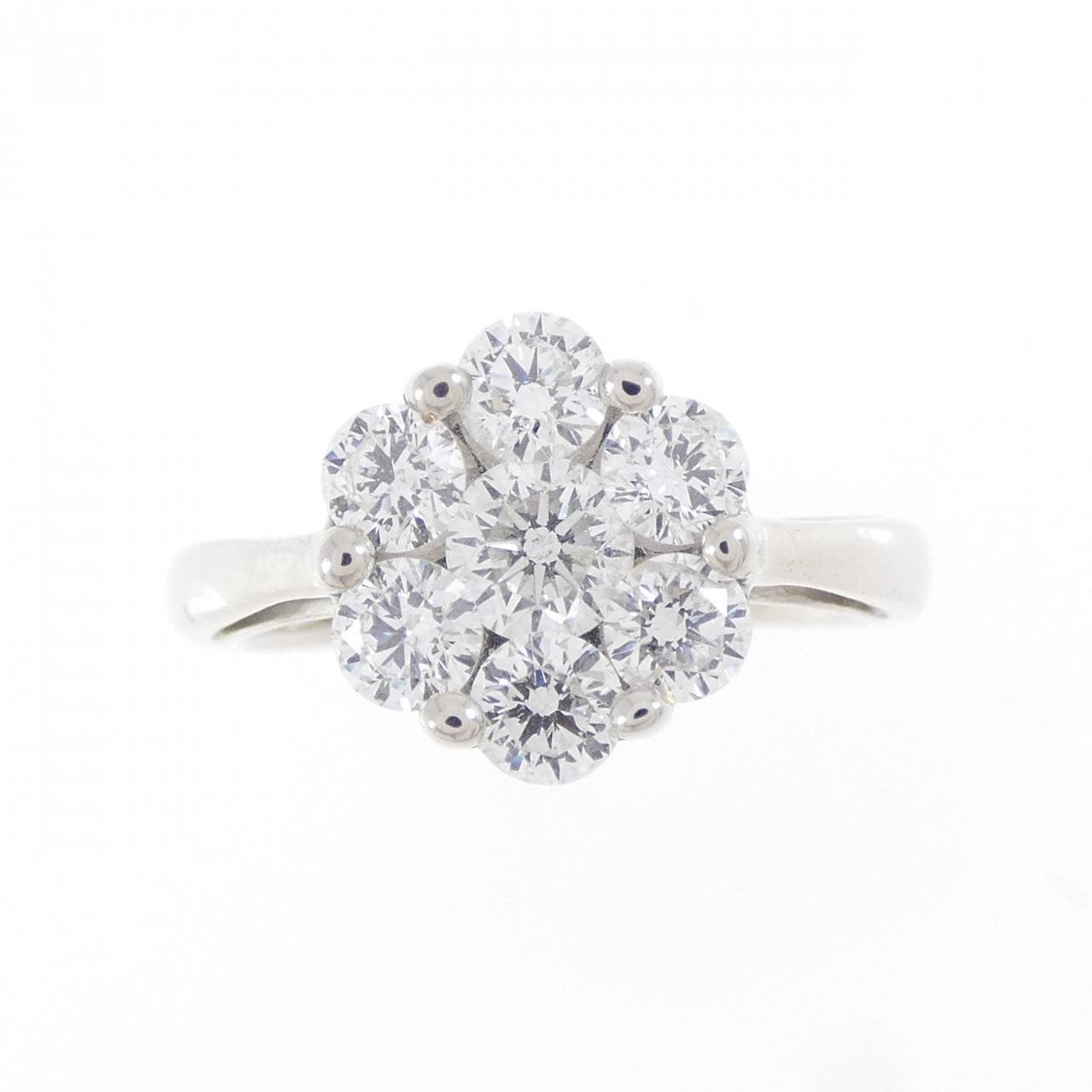 K18WG フラワー ダイヤモンド リング 1.00CT