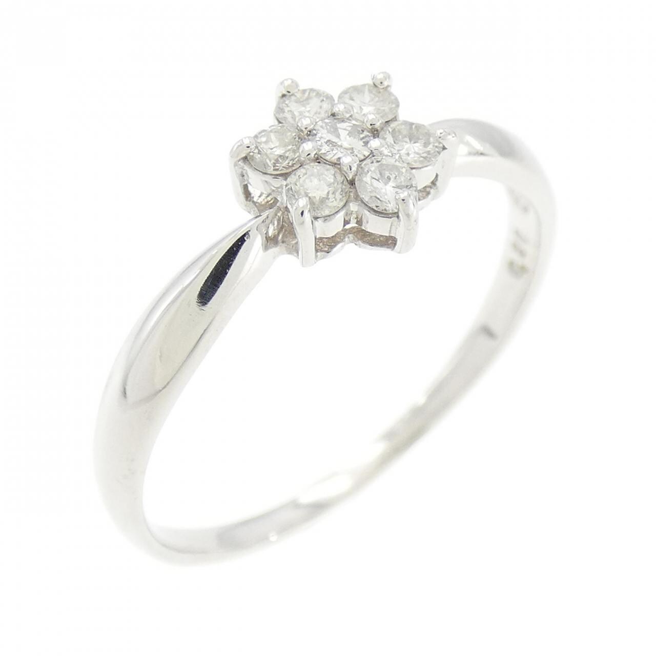 K18WG flower Diamond ring 0.20CT