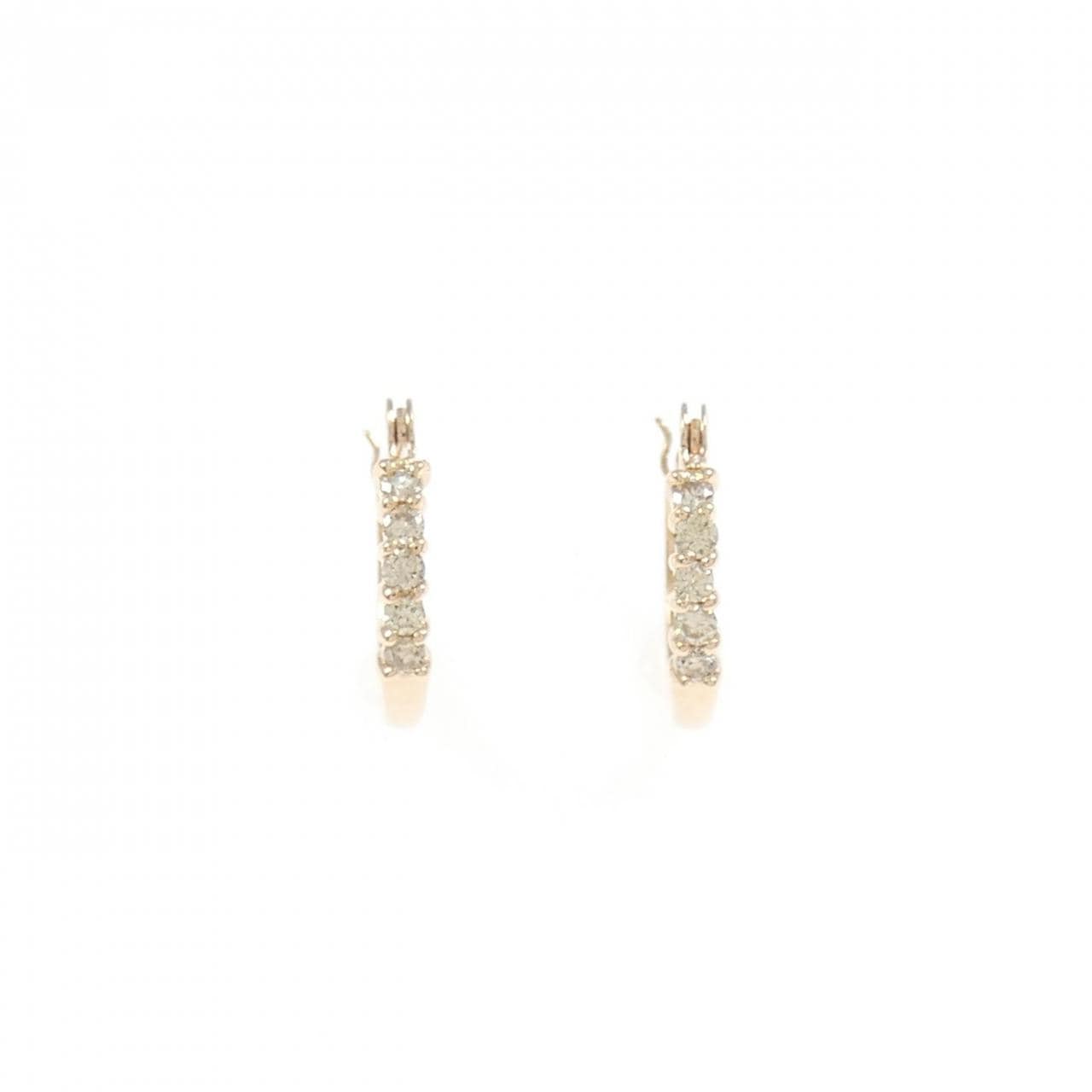 K10PG ダイヤモンド フープ ピアス 0.12CT