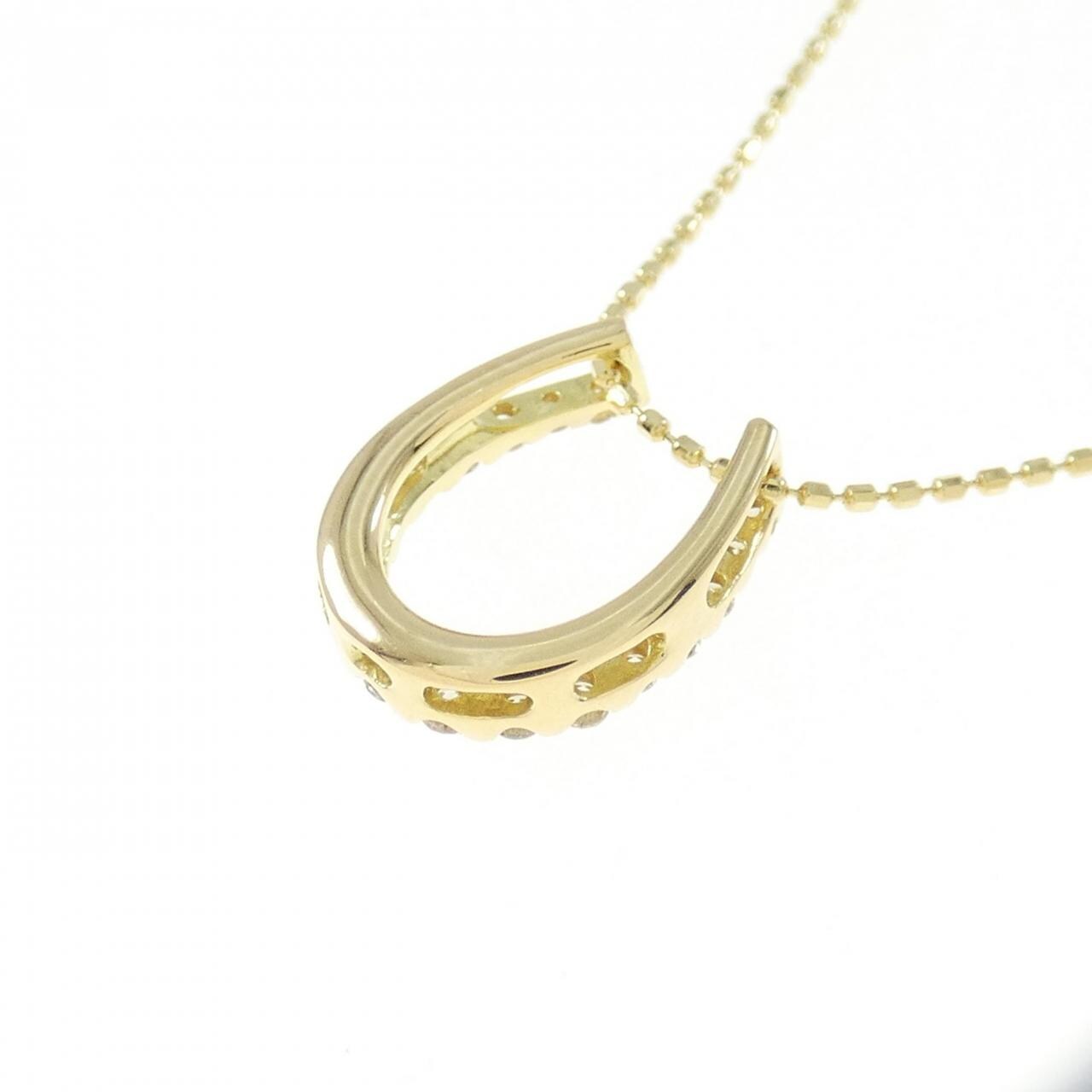 K18YG Horseshoe Diamond Necklace 0.20CT