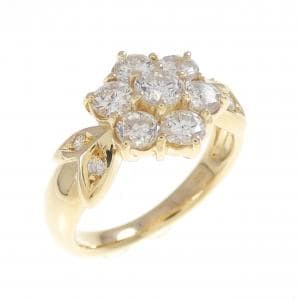 K18YG フラワー ダイヤモンド リング 1.00CT