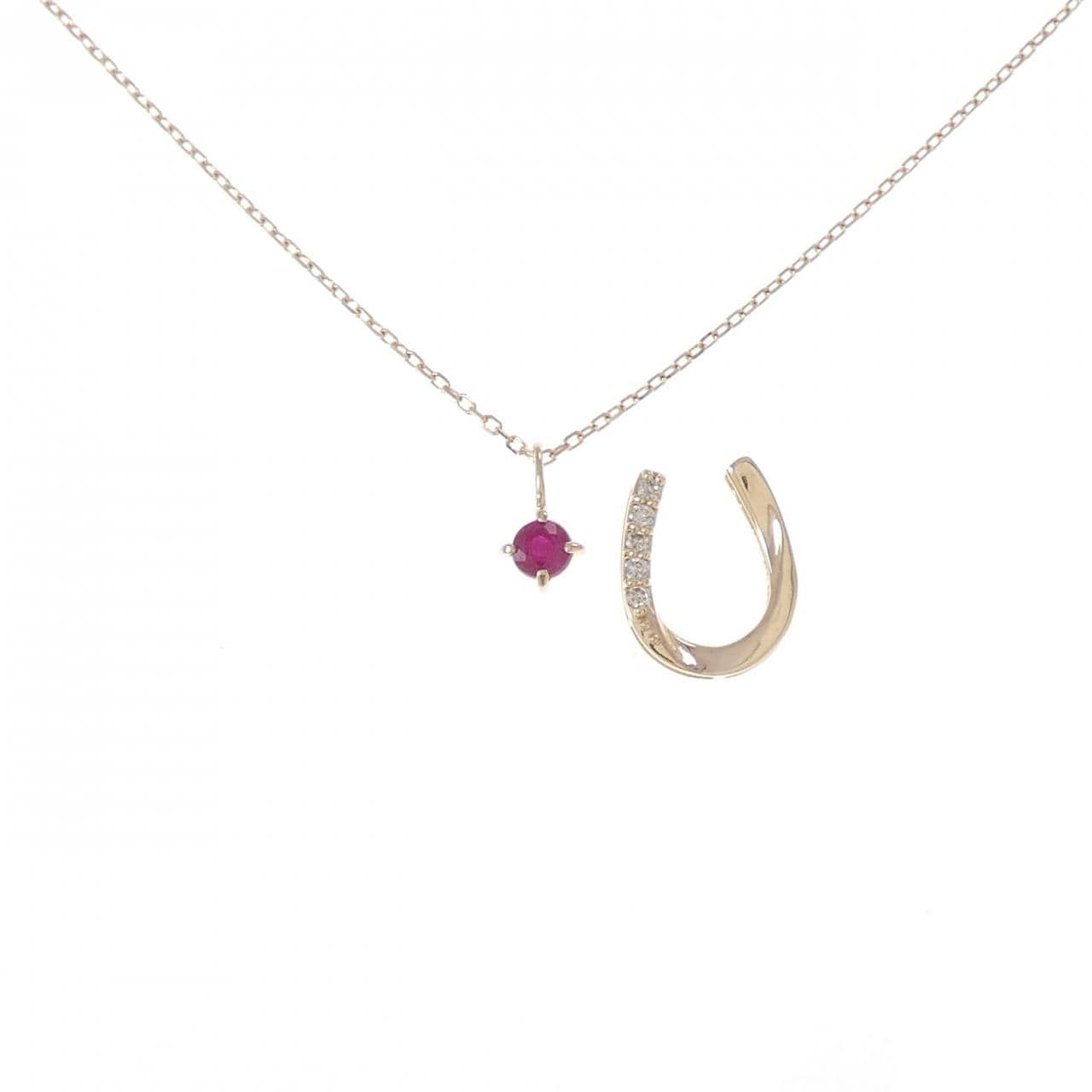 K18PG 2WAY马蹄红宝石项链