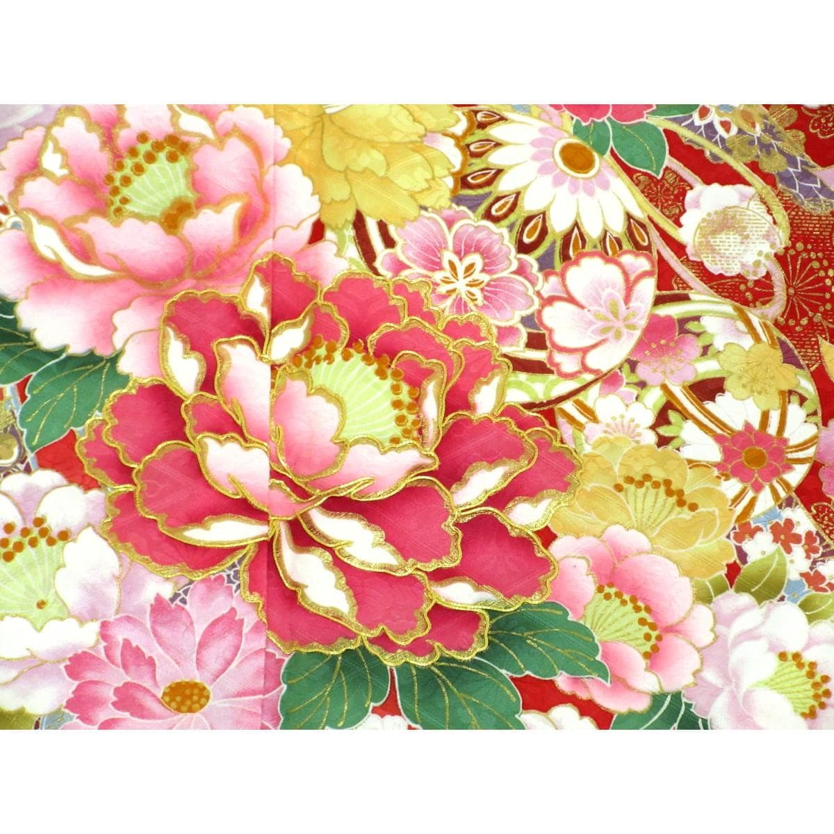 振袖　友禅金彩加工　刺繍入りボカシ染