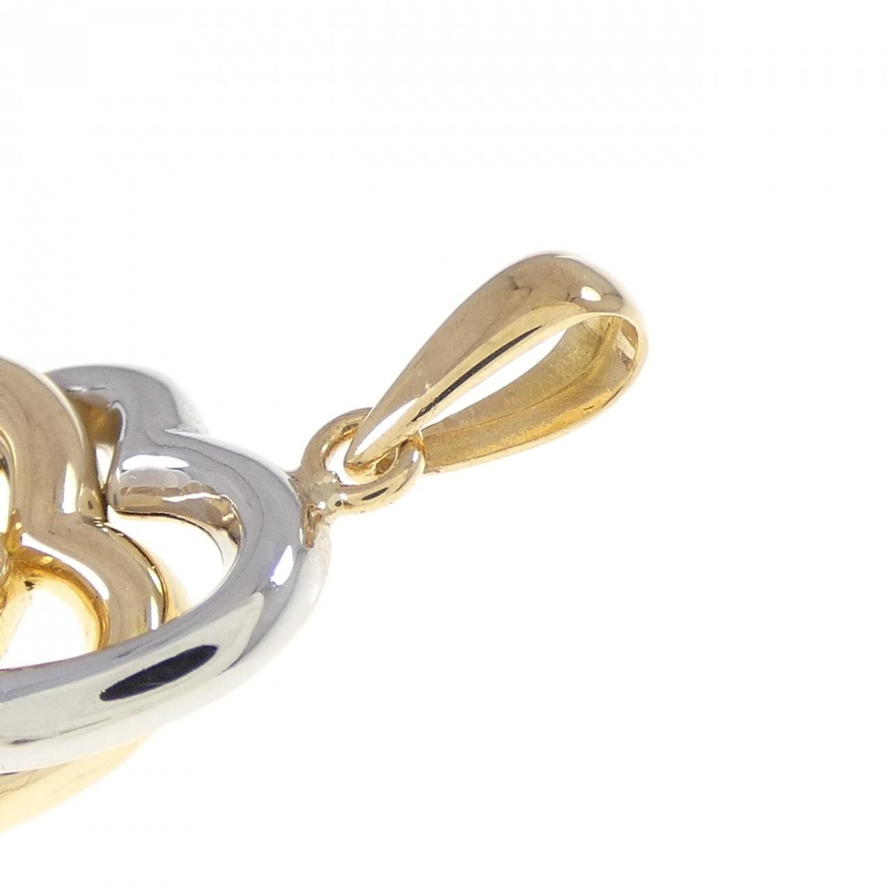 K18YG/PT900 ハート ダイヤモンド ペンダント 0.04CT