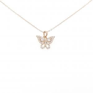750PG バタフライ ダイヤモンド ネックレス