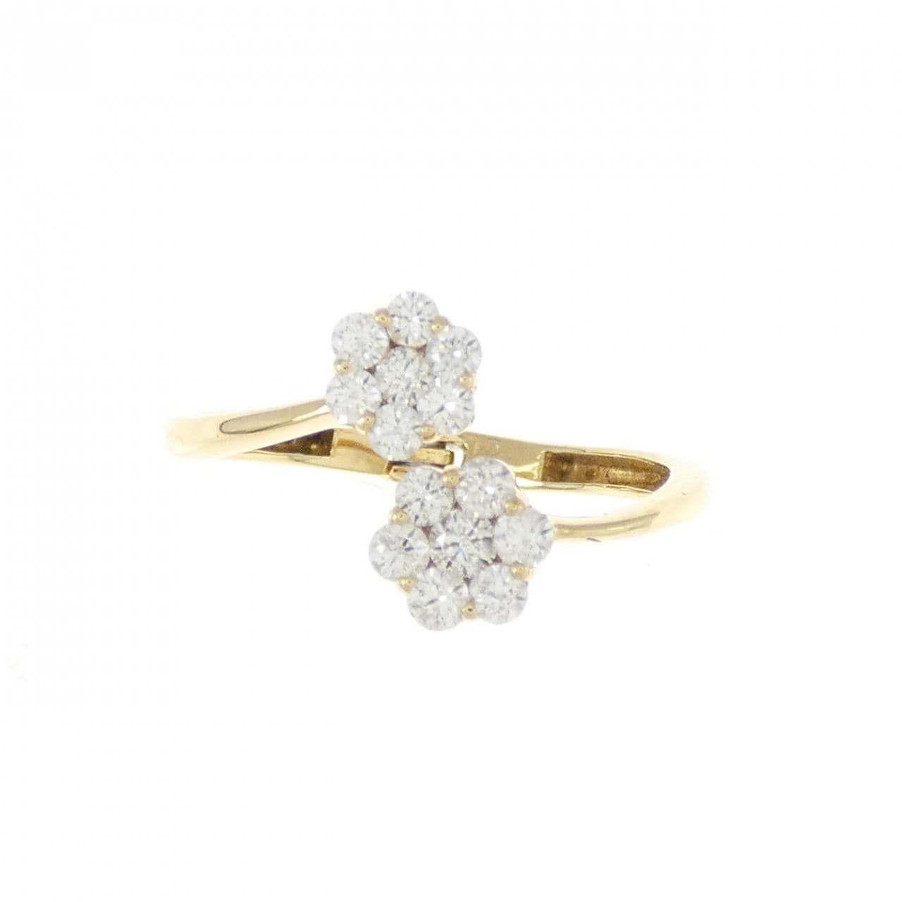 K18YG flower Diamond ring 0.40CT