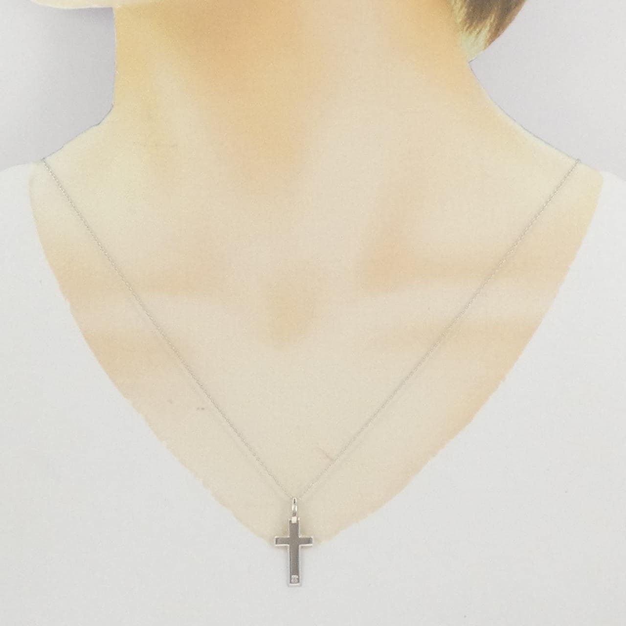 K14WG/K10WG クロス ダイヤモンド ネックレス
